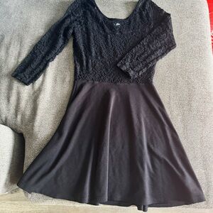 Black Lace A Line Skater Dress